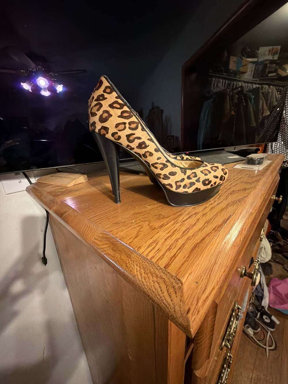 Guess Leopard Print Calf Hair Platform Pumps
